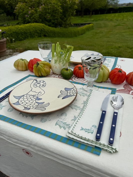 sea bride blue dinner plate
