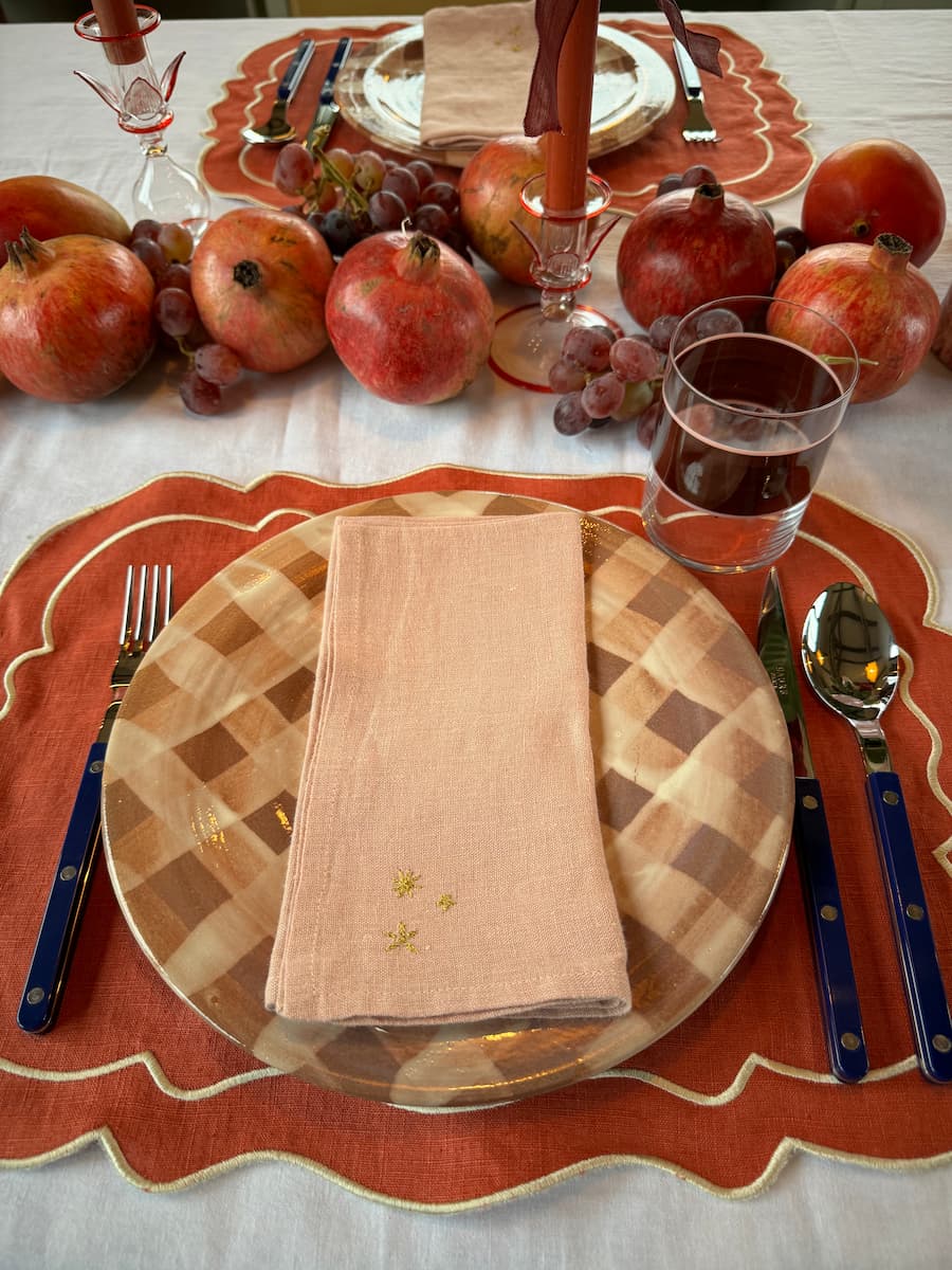 dinner plate brown checks 28cm