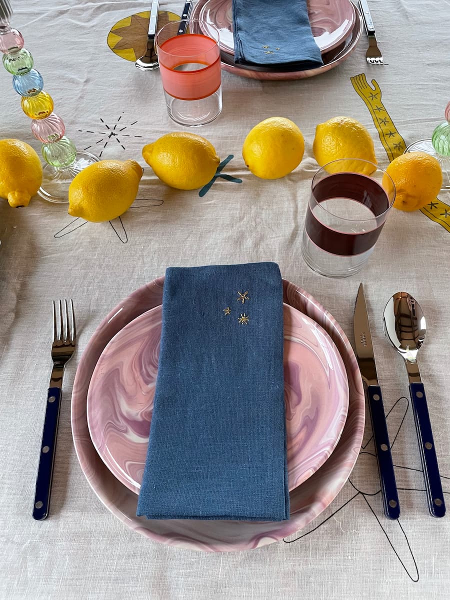 bistrot cutlery set of 4 blue