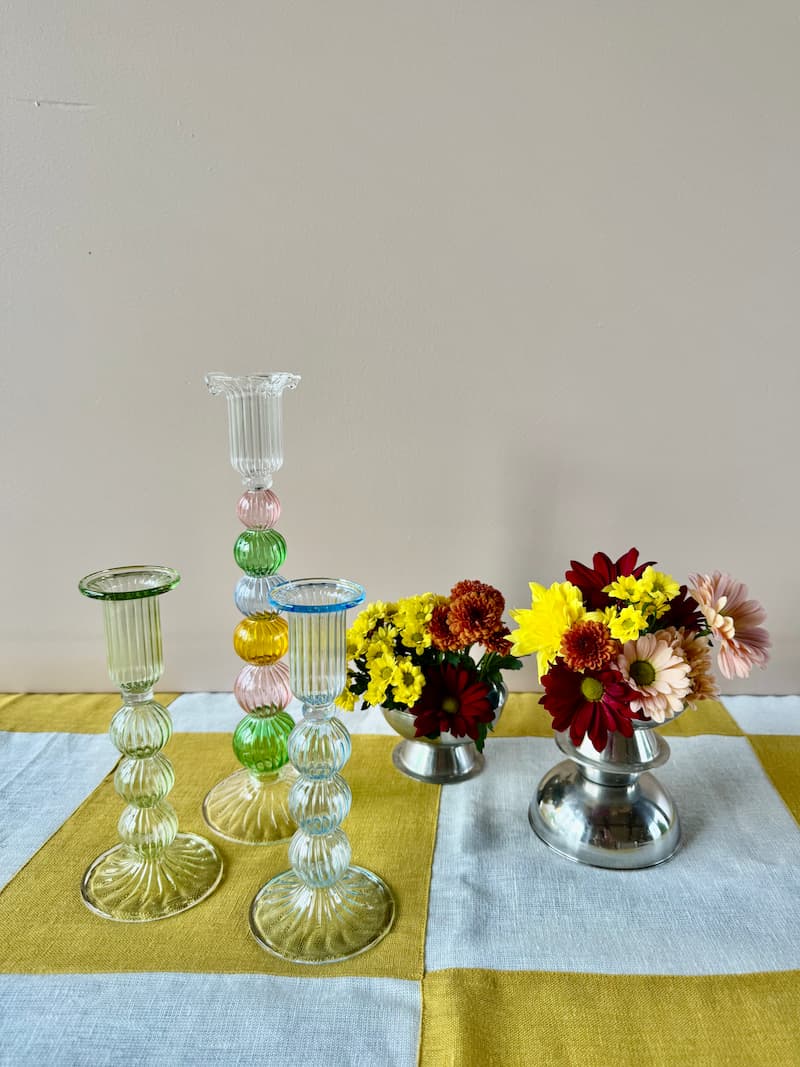 spark candle holder green