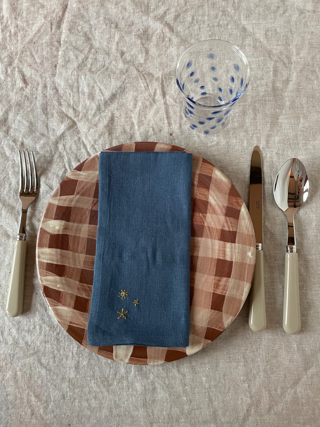 dinner plate brown checks 28cm