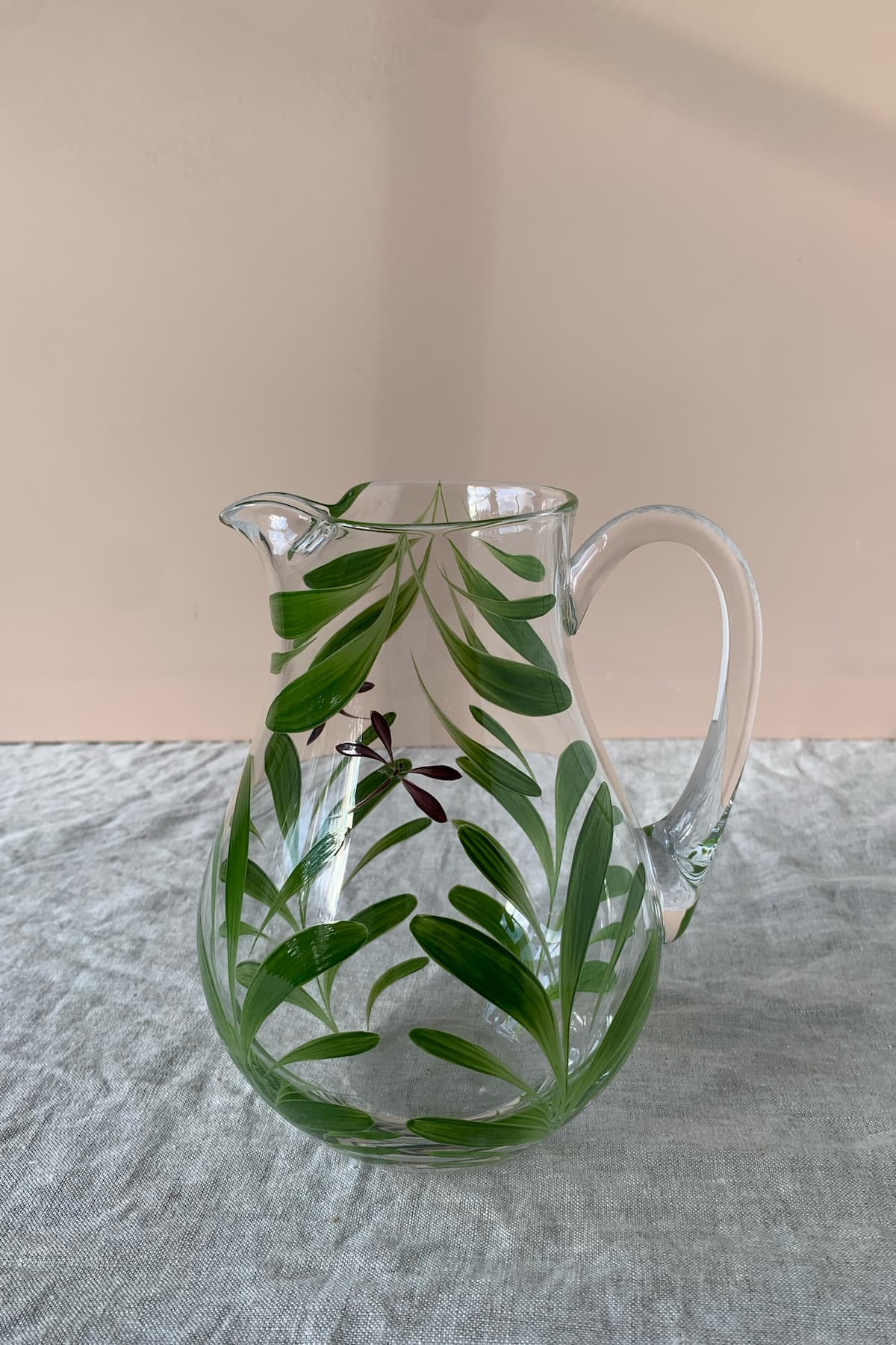 melides hand painted glass pitcher