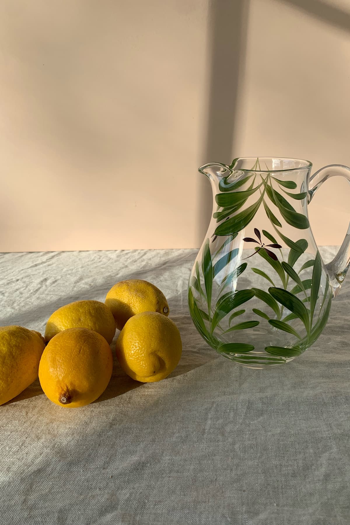 melides hand painted glass pitcher