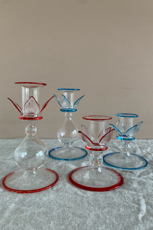 morning lotus candle holder large blue