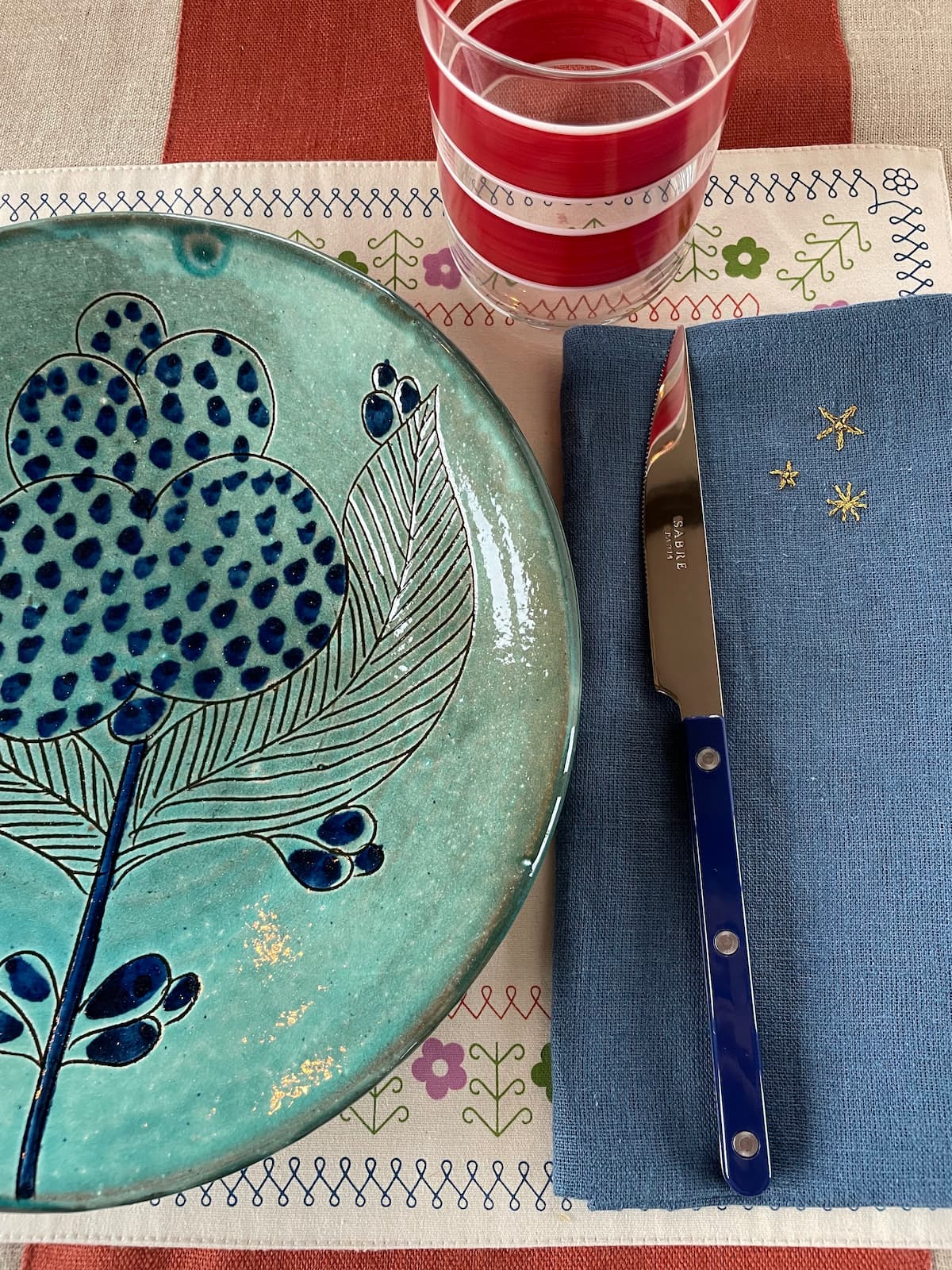 bistrot cutlery set of 4 blue