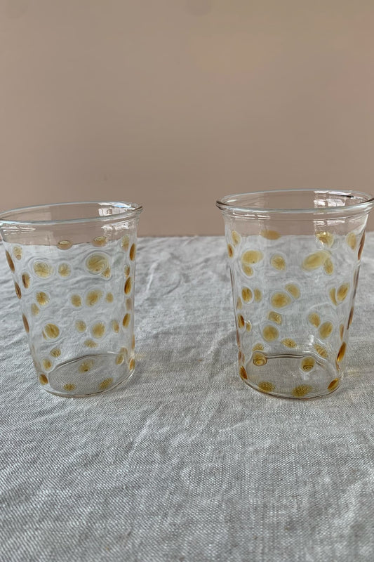 hand-blown tumbler amber set of 2