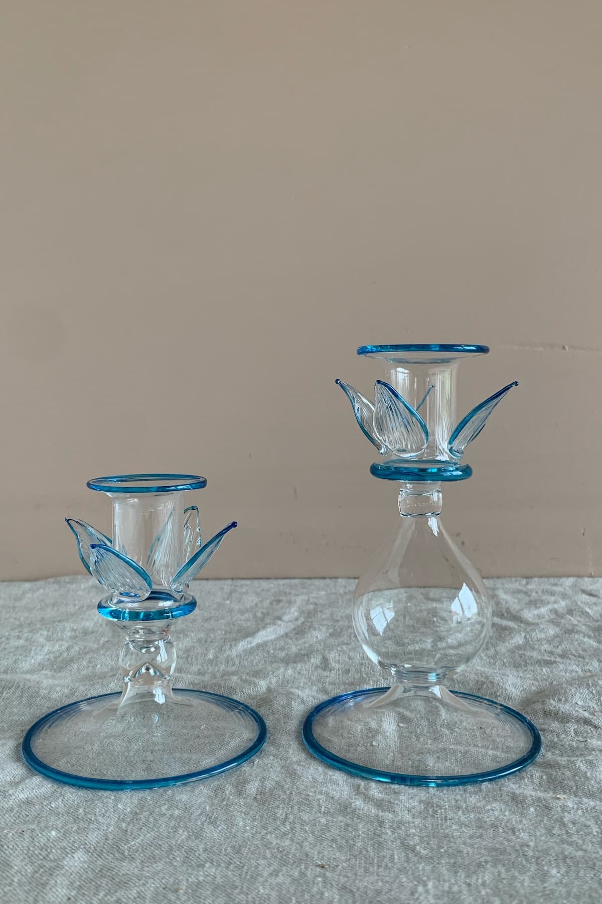 morning lotus candle holder large blue