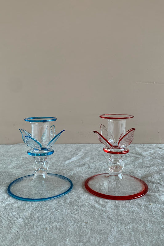 morning lotus candle holder small red