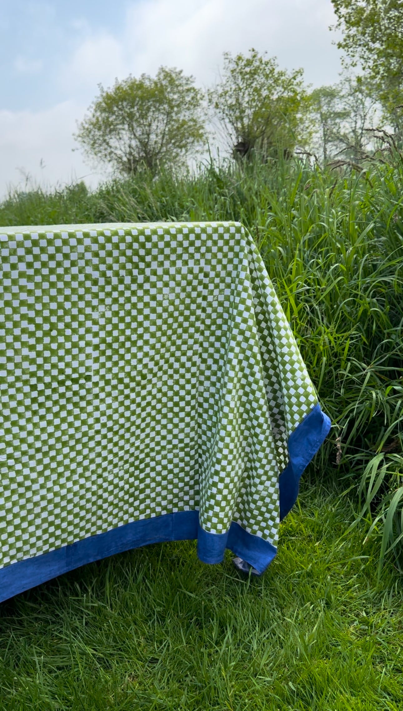 green check tablecloth