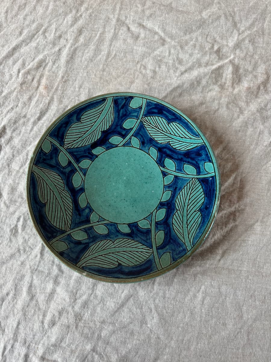 turquoise leaf dinner plate