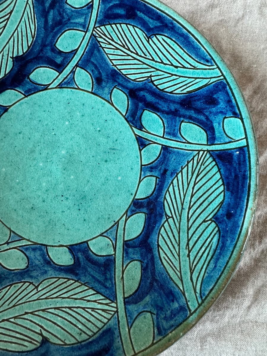 turquoise leaf dinner plate