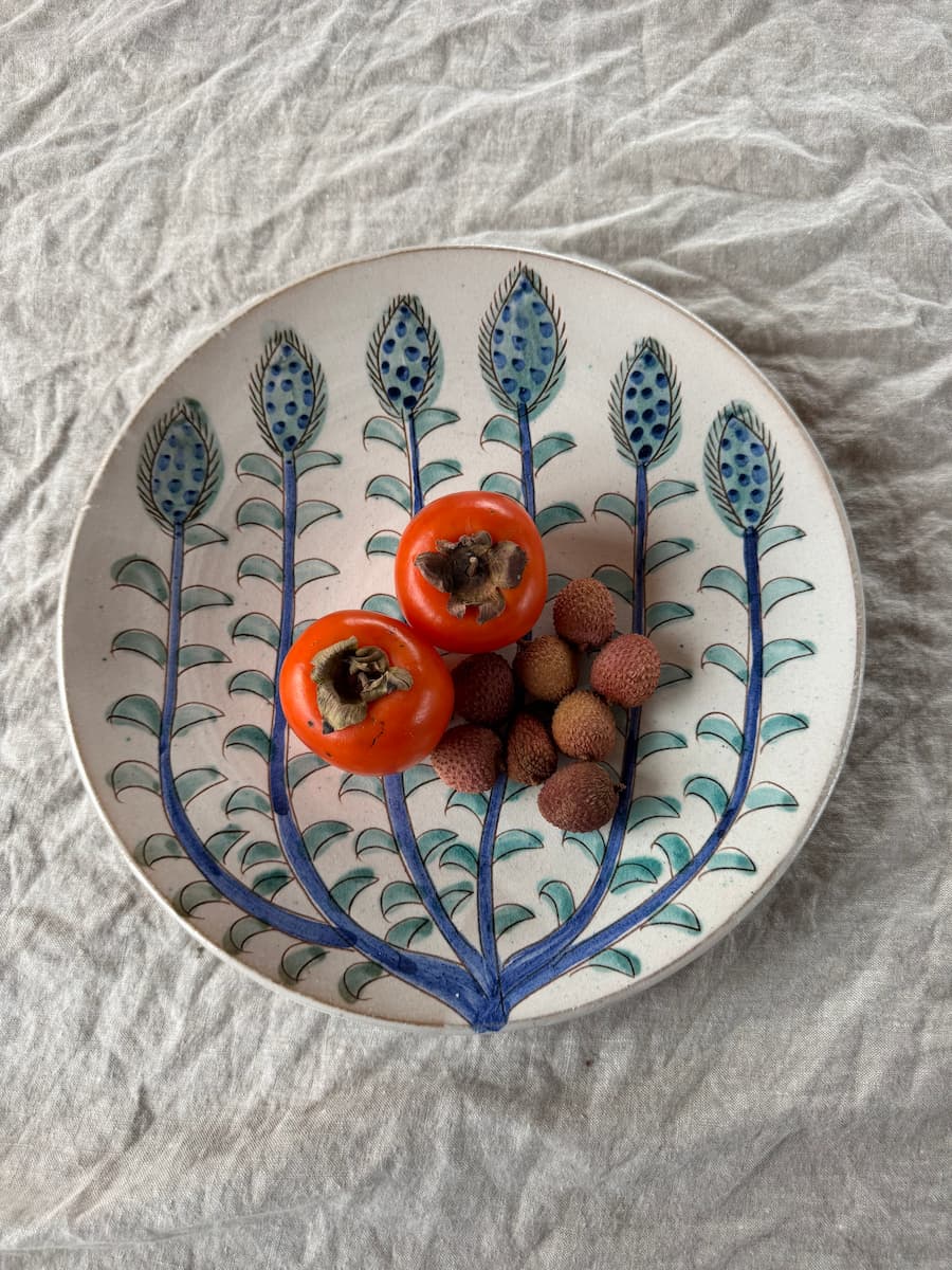 blue and green buds platter