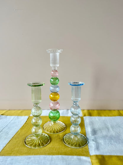 spark candle holder green