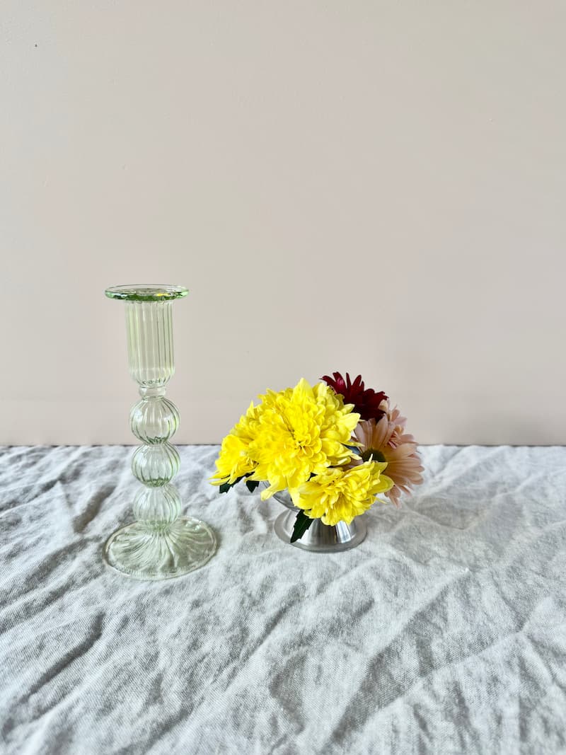 spark candle holder green