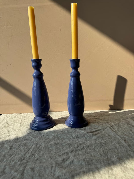 volutina pair of candle holders blue