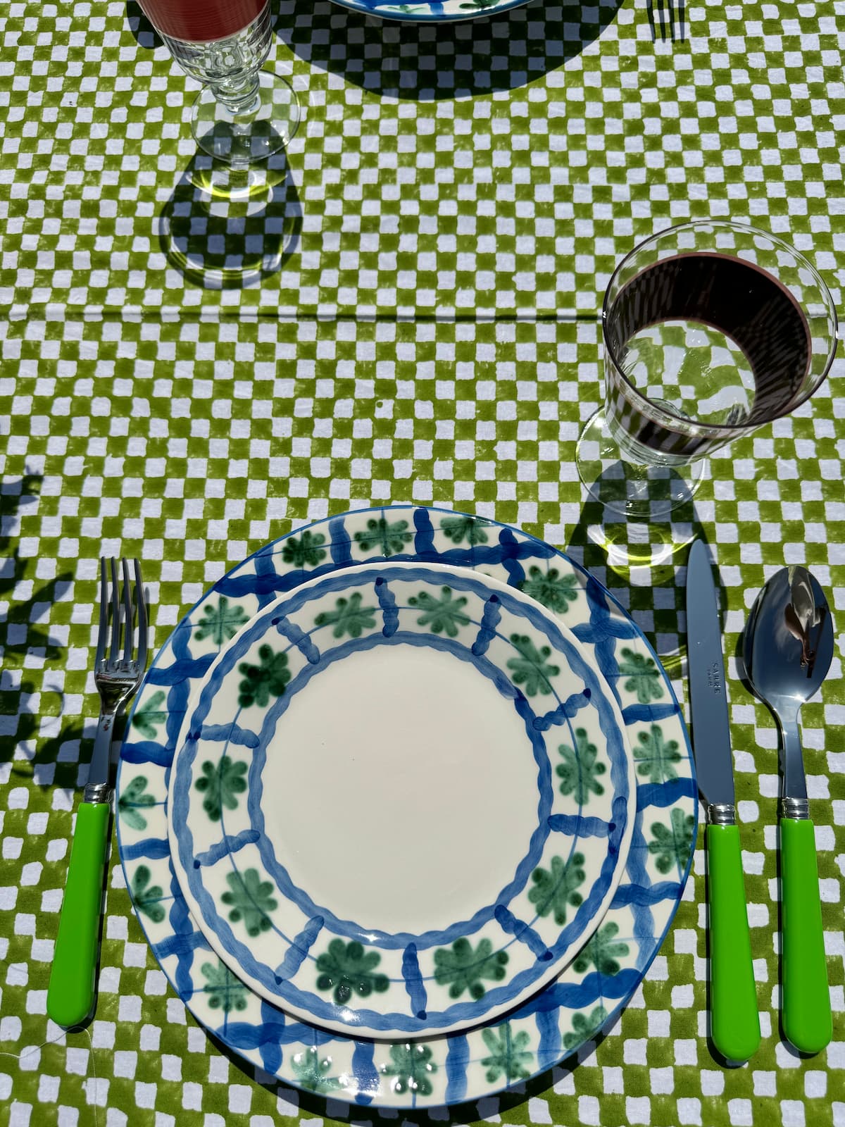 green check tablecloth