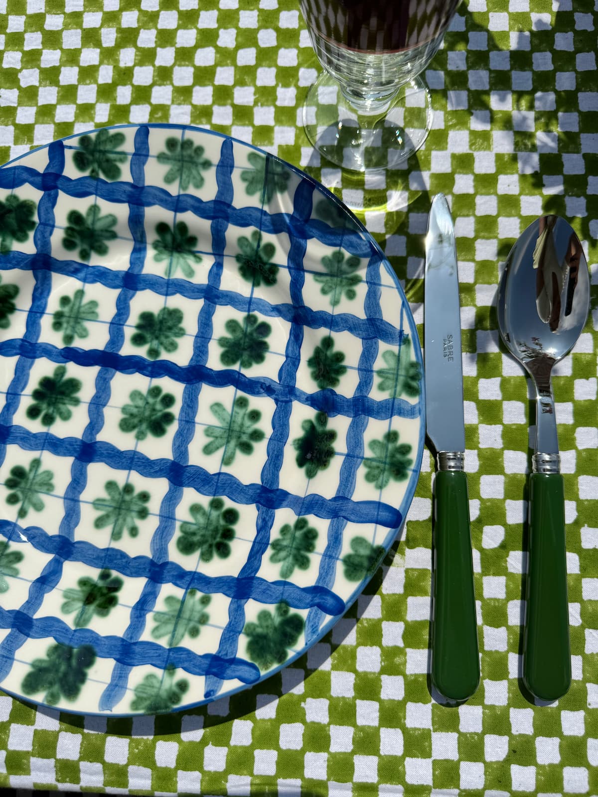 green check tablecloth