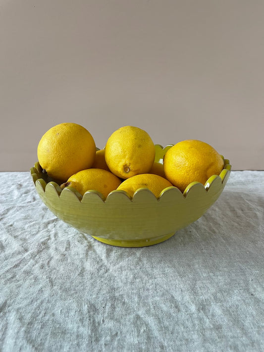 scalloped bowl yellow 23cm