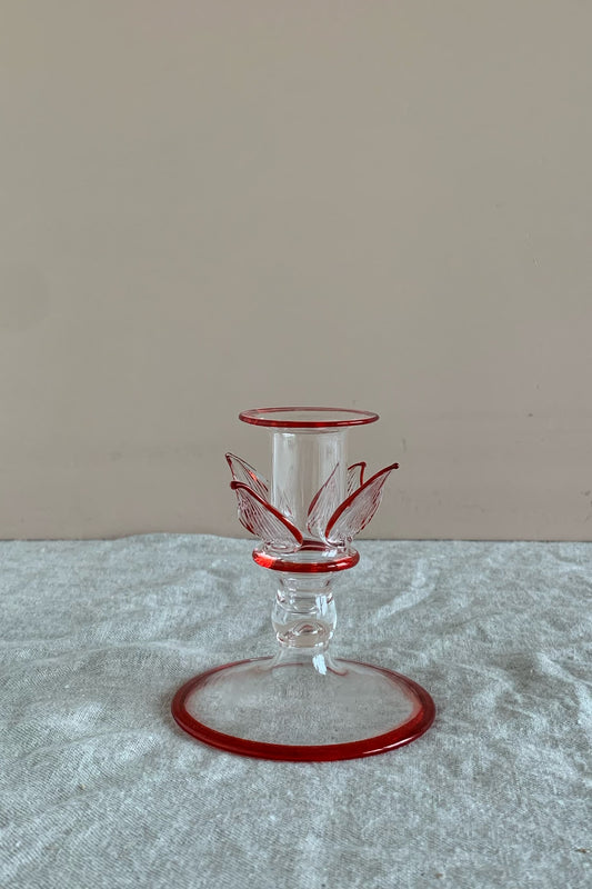 morning lotus candle holder small red
