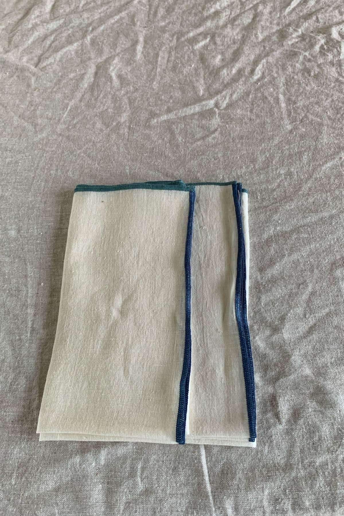 contrast edge linen napkins blue set of 2