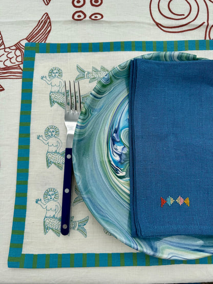 kissing fishes napkins set of 2