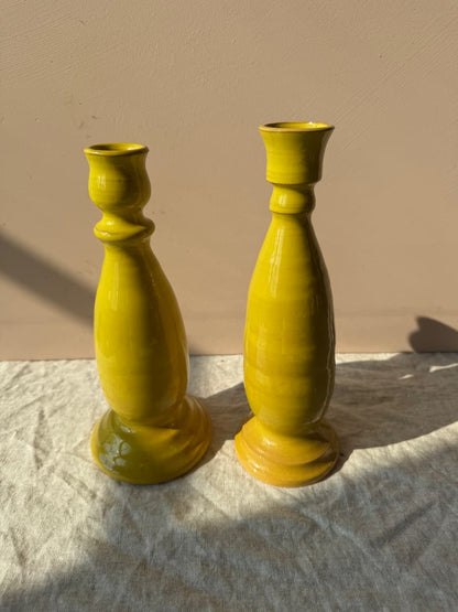 volutina pair of candle holders yellow