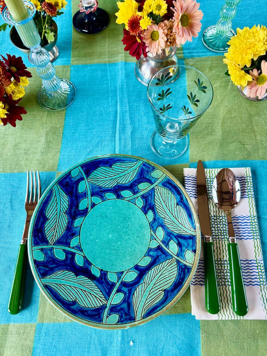 turquoise leaf dinner plate